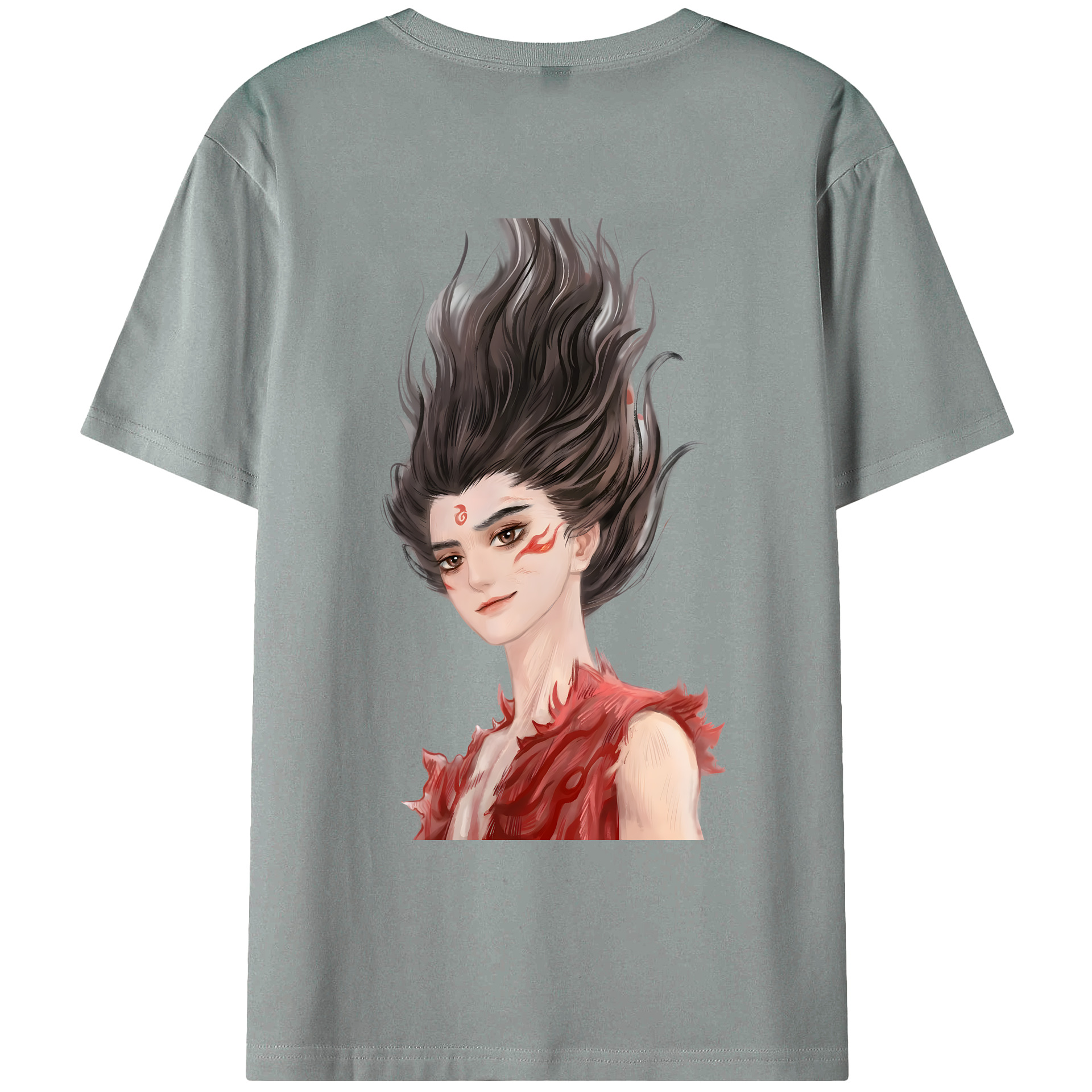 （画像用） Ne Zha 2 ナタ 魔童の大暴れ 綿100％ メンズ半袖Tシャツ（バックプリント） 通気性